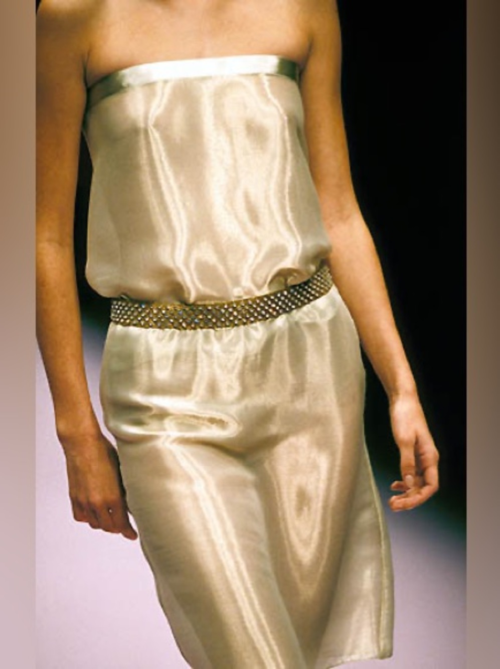 Miu Miu SS 2000 Crystal Embellished Silk Sheer Pencil Skirt Gray Silver Gold - Picture 3 of 14